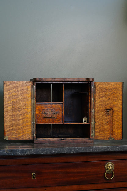 Antique Edwardian English Quartersawn Oak Smoker's Cabinet