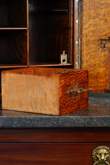 Antique Edwardian English Quartersawn Oak Smoker's Cabinet