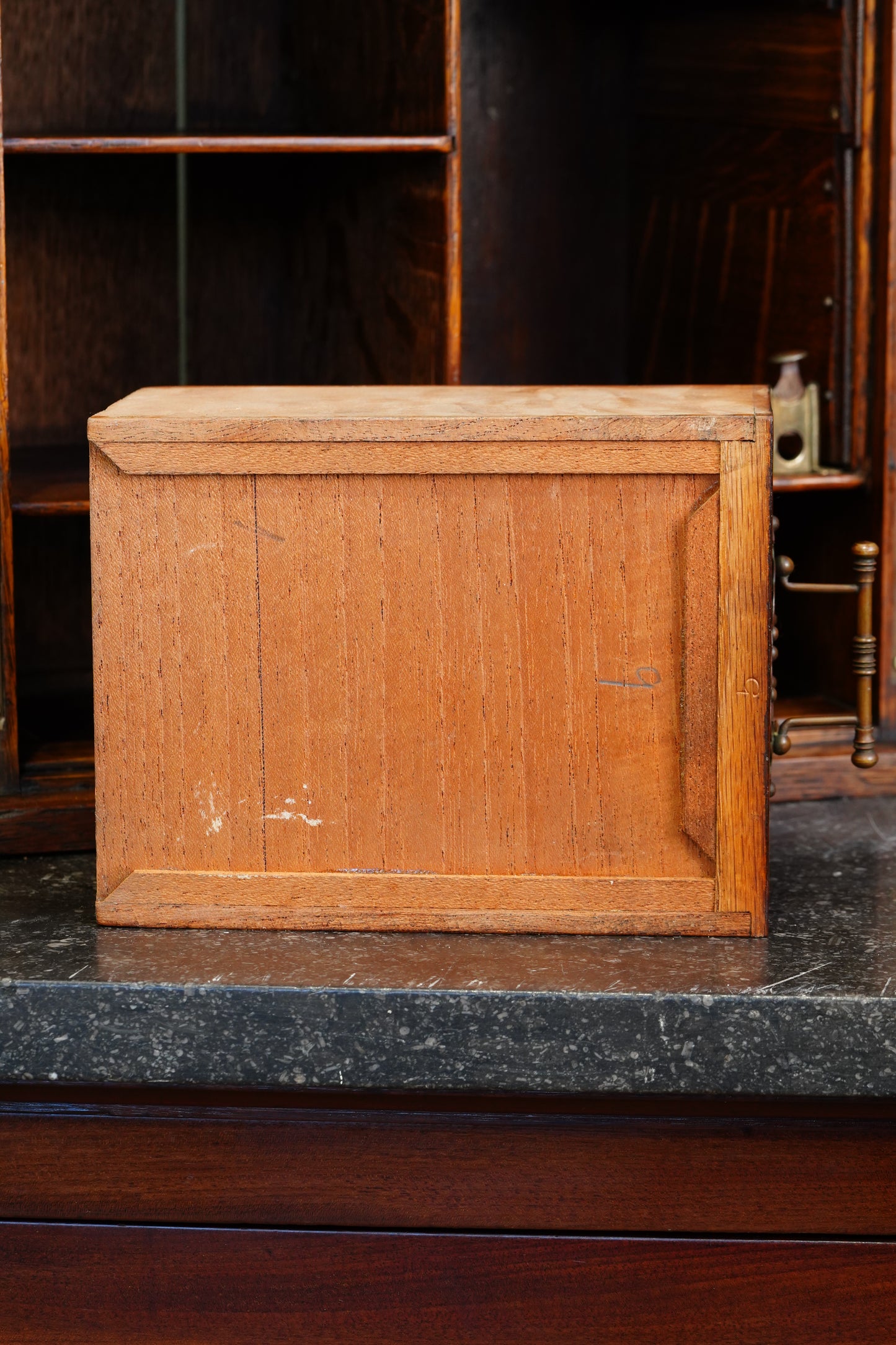Antique Edwardian English Quartersawn Oak Smoker's Cabinet