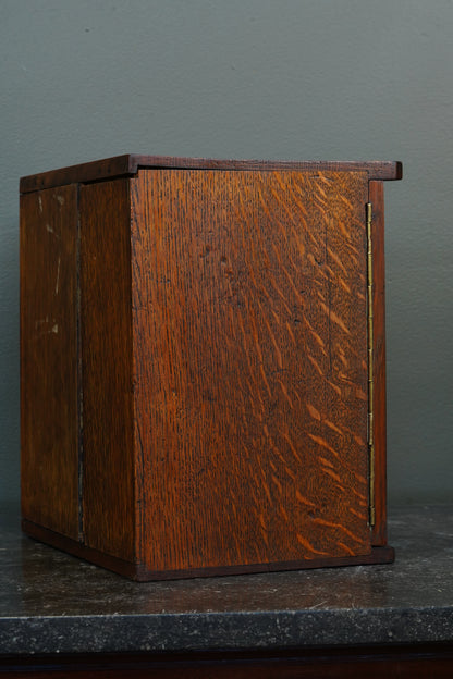 Antique Edwardian English Quartersawn Oak Smoker's Cabinet