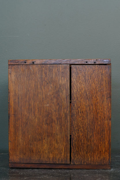 Antique Edwardian English Quartersawn Oak Smoker's Cabinet