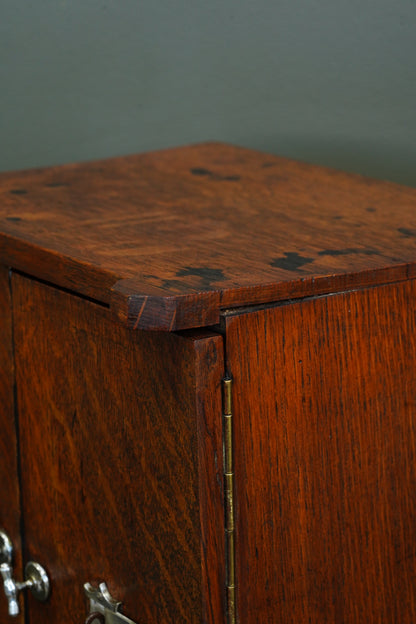 Antique Edwardian English Quartersawn Oak Smoker's Cabinet
