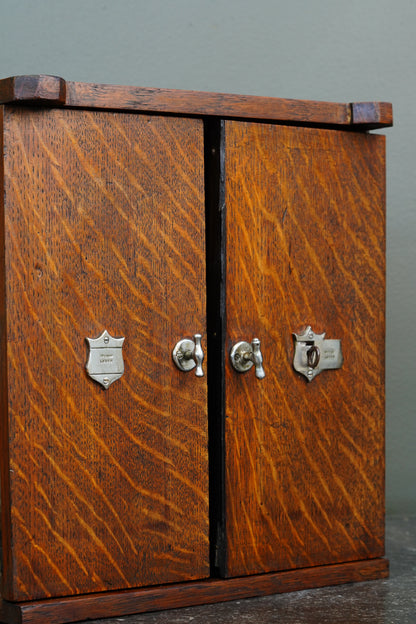 Antique Edwardian English Quartersawn Oak Smoker's Cabinet