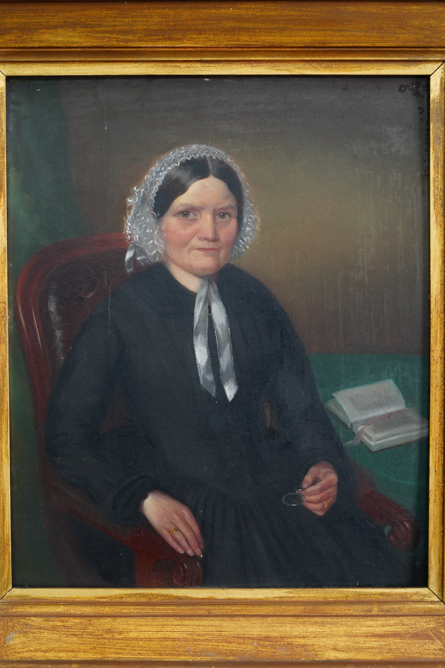 Antique English School Portrait of Mrs. Sarah Canler Oil Painting