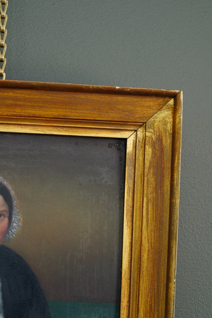 Antique English School Portrait of Mrs. Sarah Canler Oil Painting