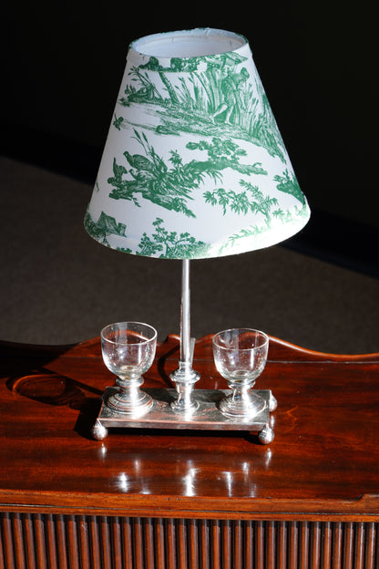 Antique English Silverplate Inkstand Table Lamp