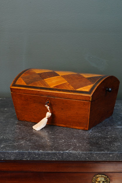 Victorian Walnut Dome-Top Parquetry Keepsake Box, Circa 1870