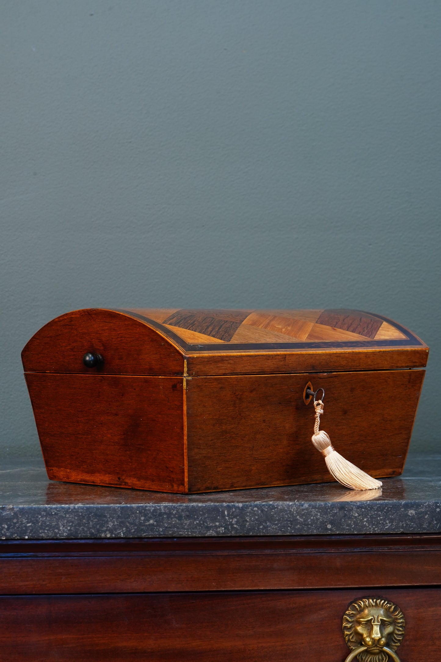 Victorian Walnut Dome-Top Parquetry Keepsake Box, Circa 1870