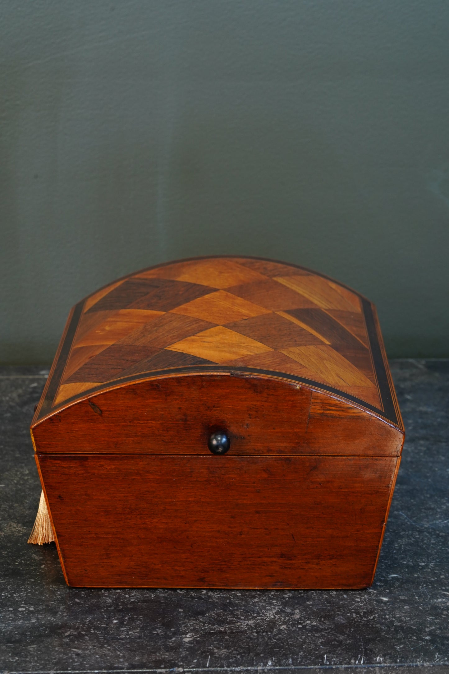 Victorian Walnut Dome-Top Parquetry Keepsake Box, Circa 1870