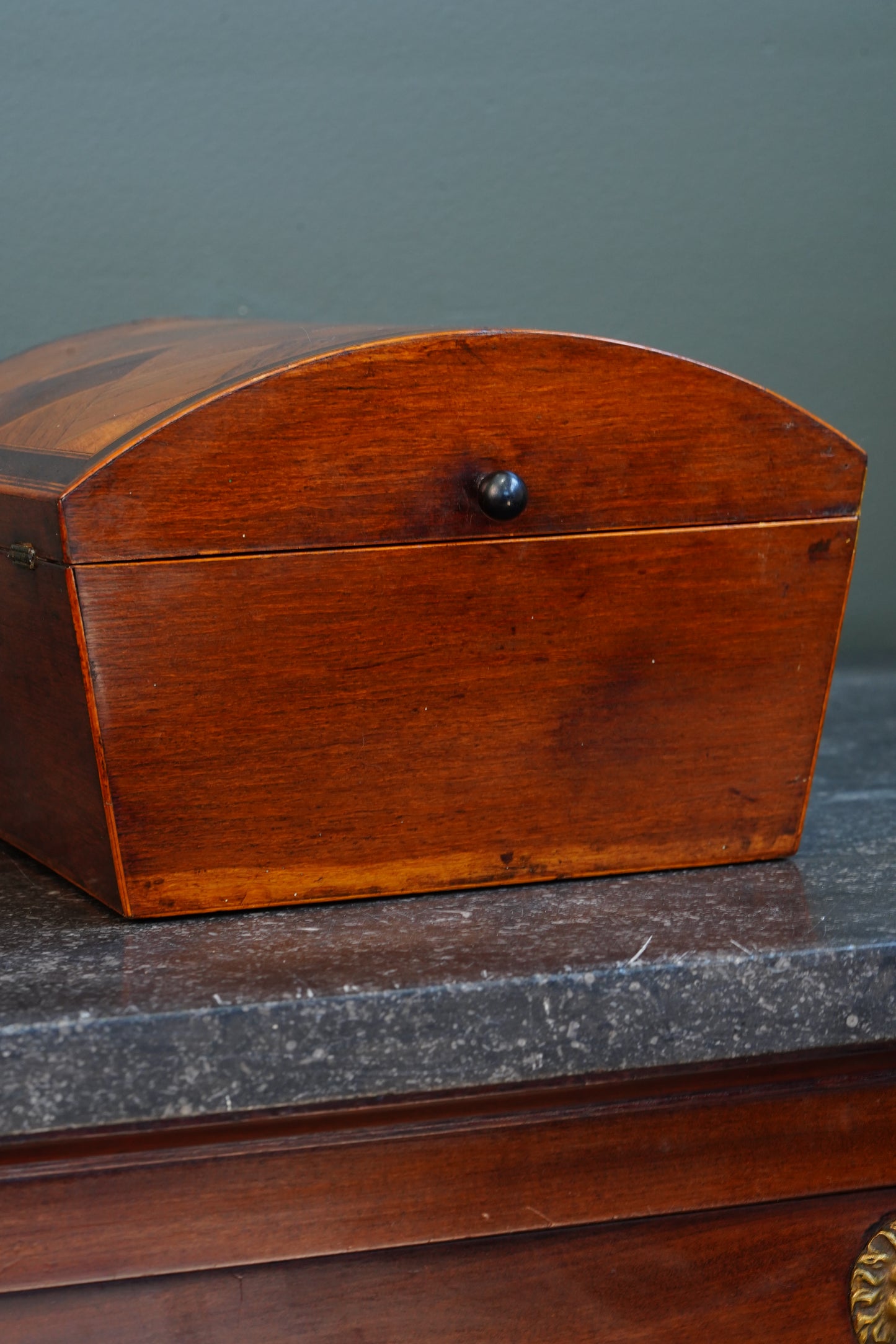 Victorian Walnut Dome-Top Parquetry Keepsake Box, Circa 1870
