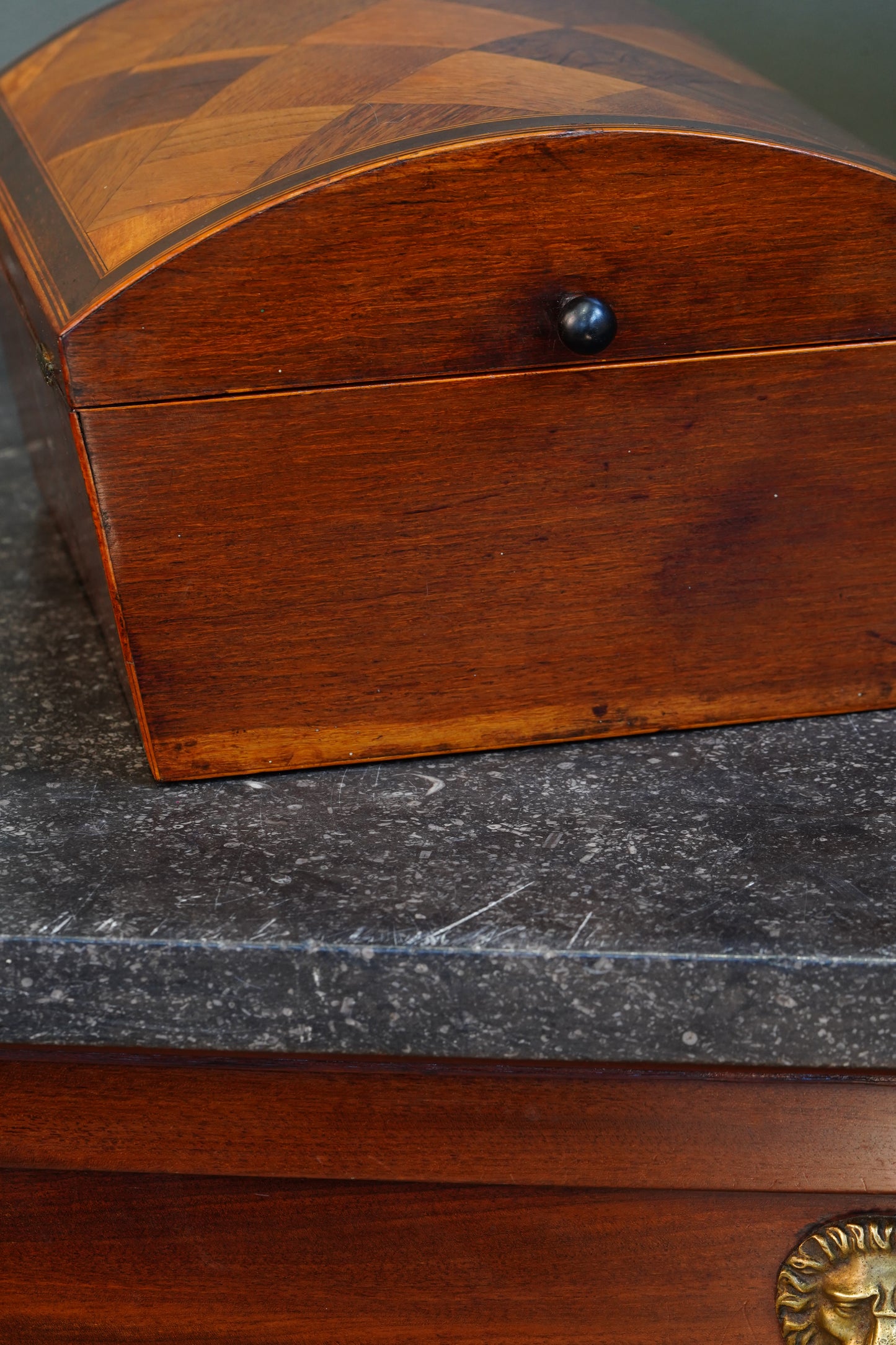Victorian Walnut Dome-Top Parquetry Keepsake Box, Circa 1870