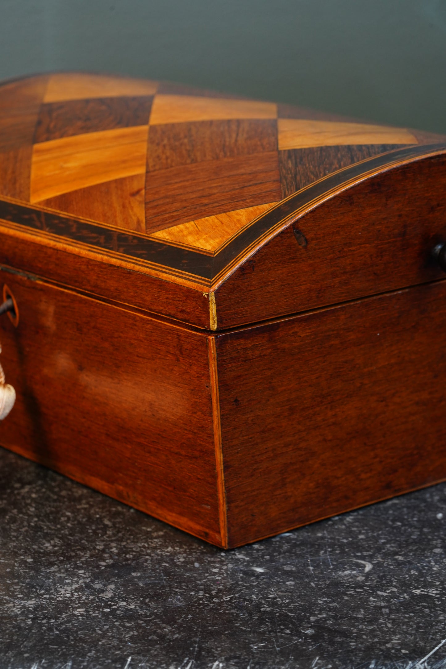 Victorian Walnut Dome-Top Parquetry Keepsake Box, Circa 1870