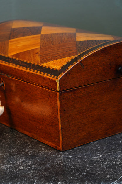 Victorian Walnut Dome-Top Parquetry Keepsake Box, Circa 1870