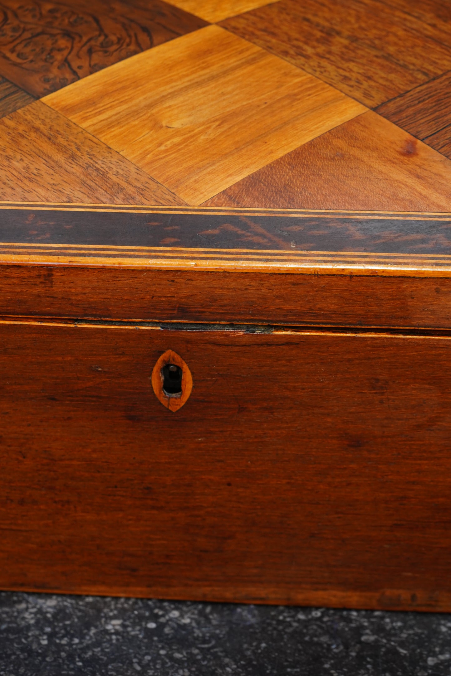Victorian Walnut Dome-Top Parquetry Keepsake Box, Circa 1870