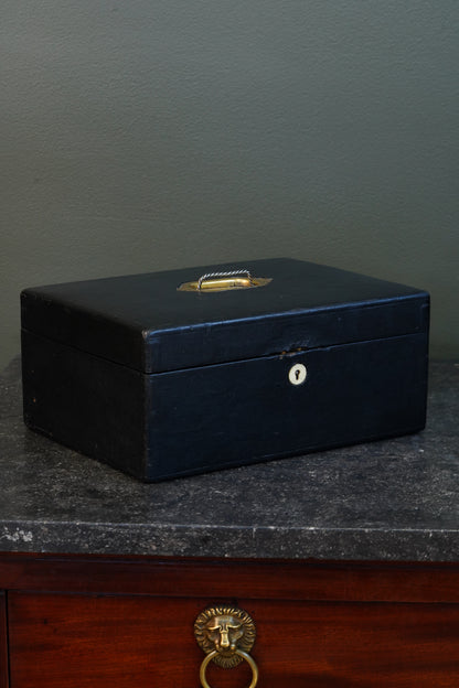 Antique Victorian English Leather Despatch Box