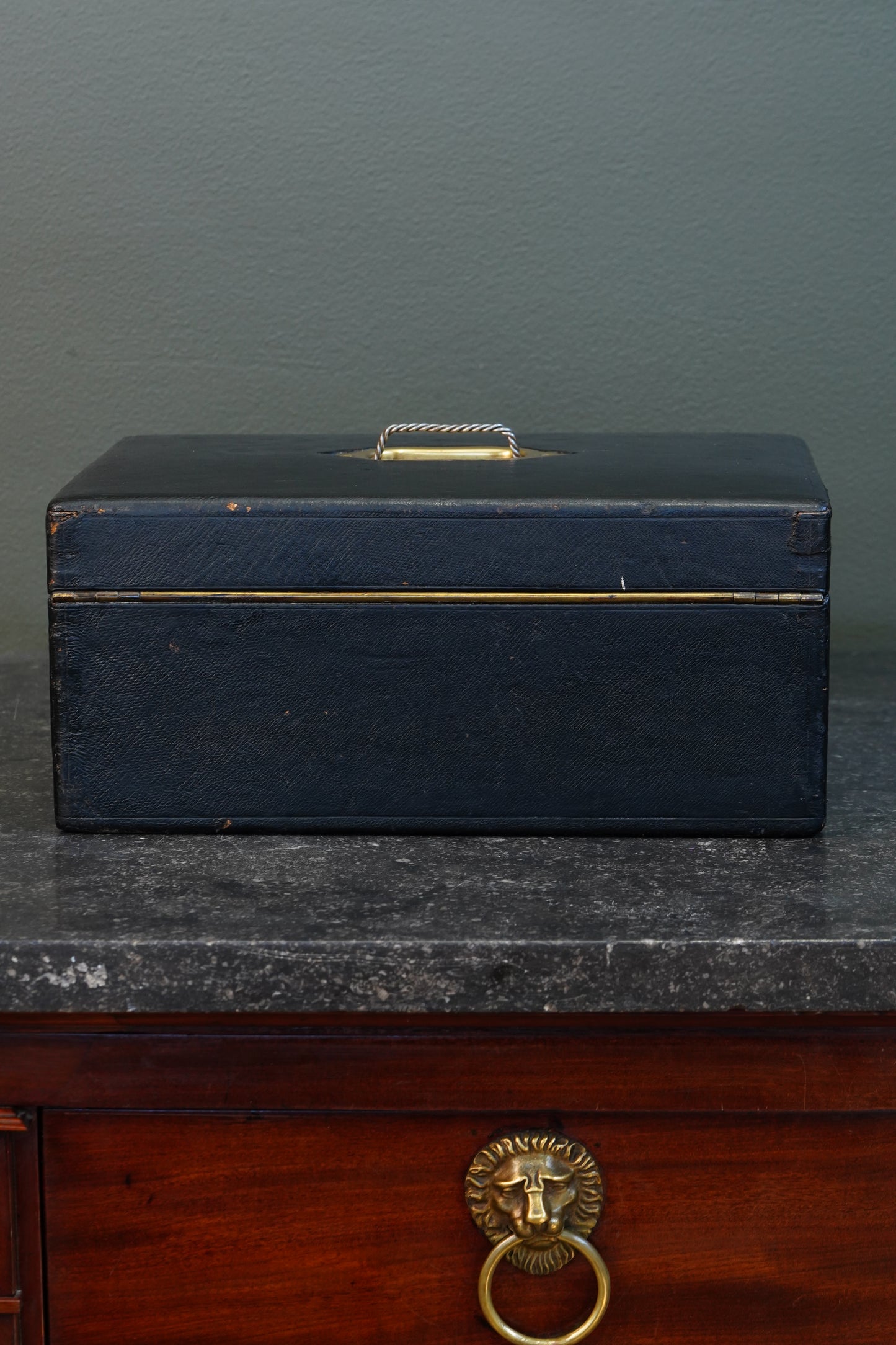 Antique Victorian English Leather Despatch Box