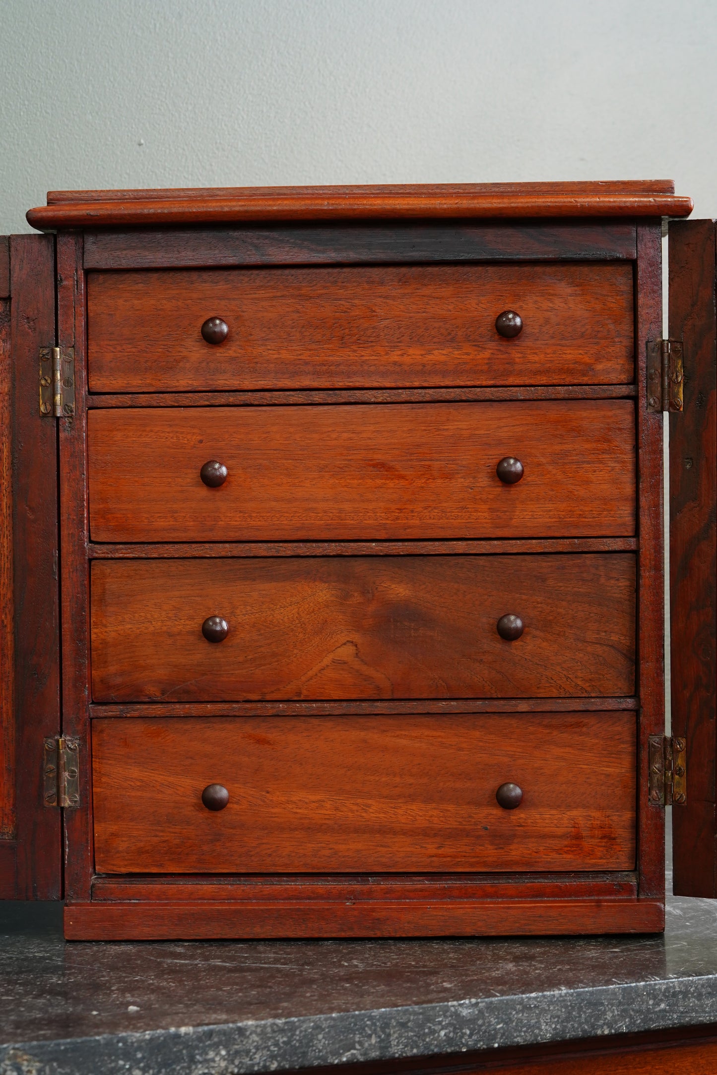 Antique English Miniature Collector's Cabinet, Circa 1890