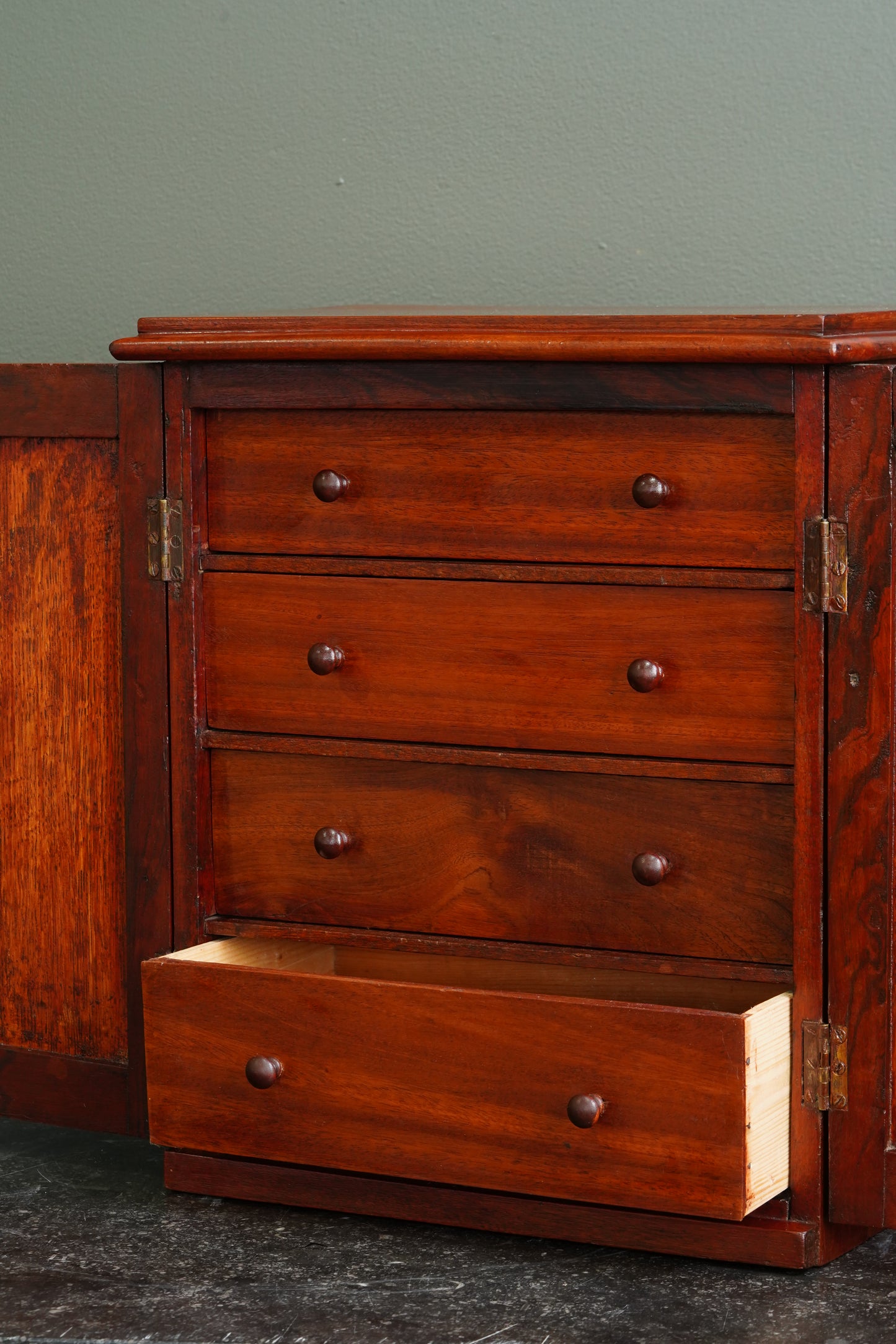 Antique English Miniature Collector's Cabinet, Circa 1890