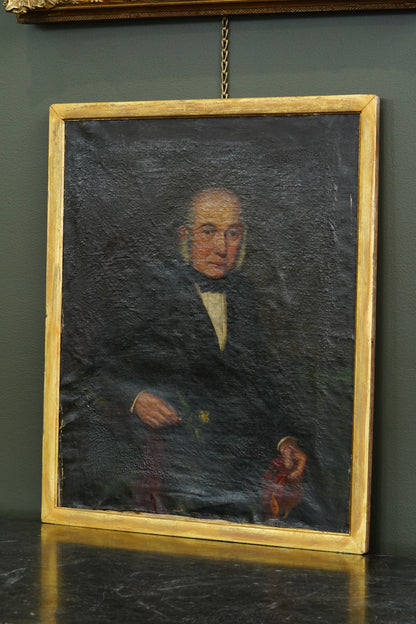 Antique English Portrait Oil Painting of Samuel Bradbury of Market Drayton
