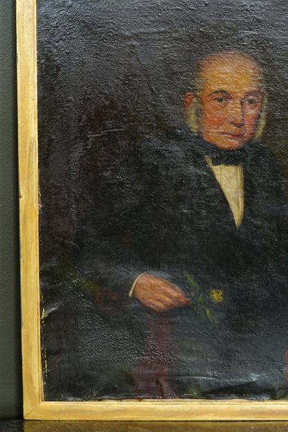 Antique English Portrait Oil Painting of Samuel Bradbury of Market Drayton