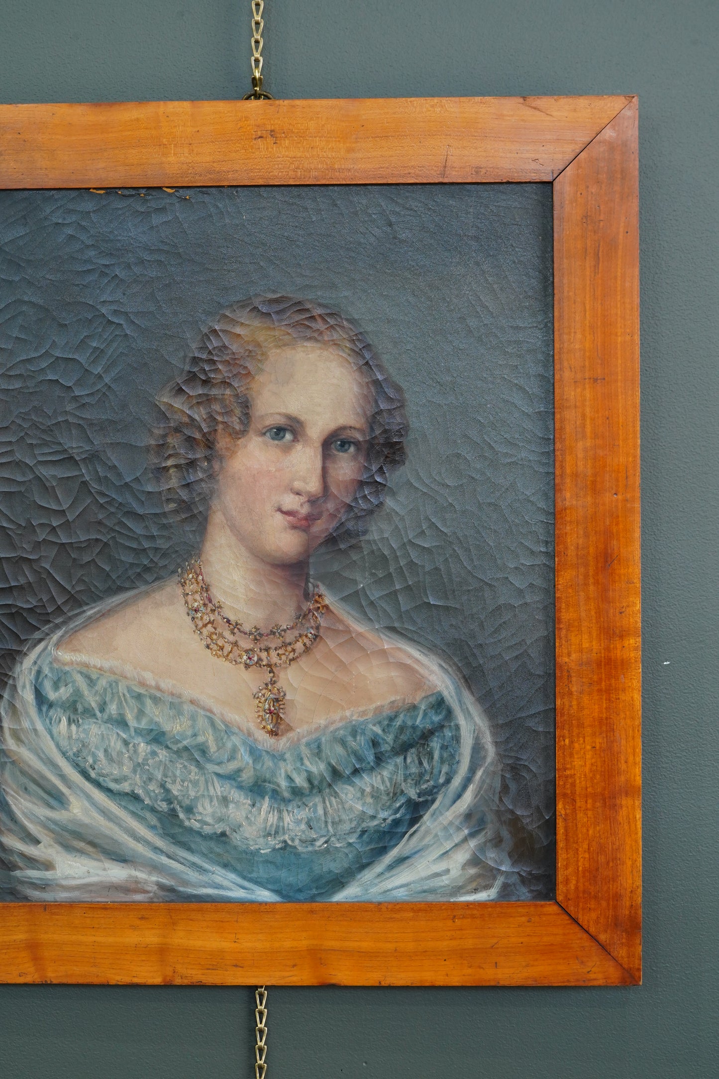 19th Century Continental Portrait of a Young Woman, Oil on Canvas