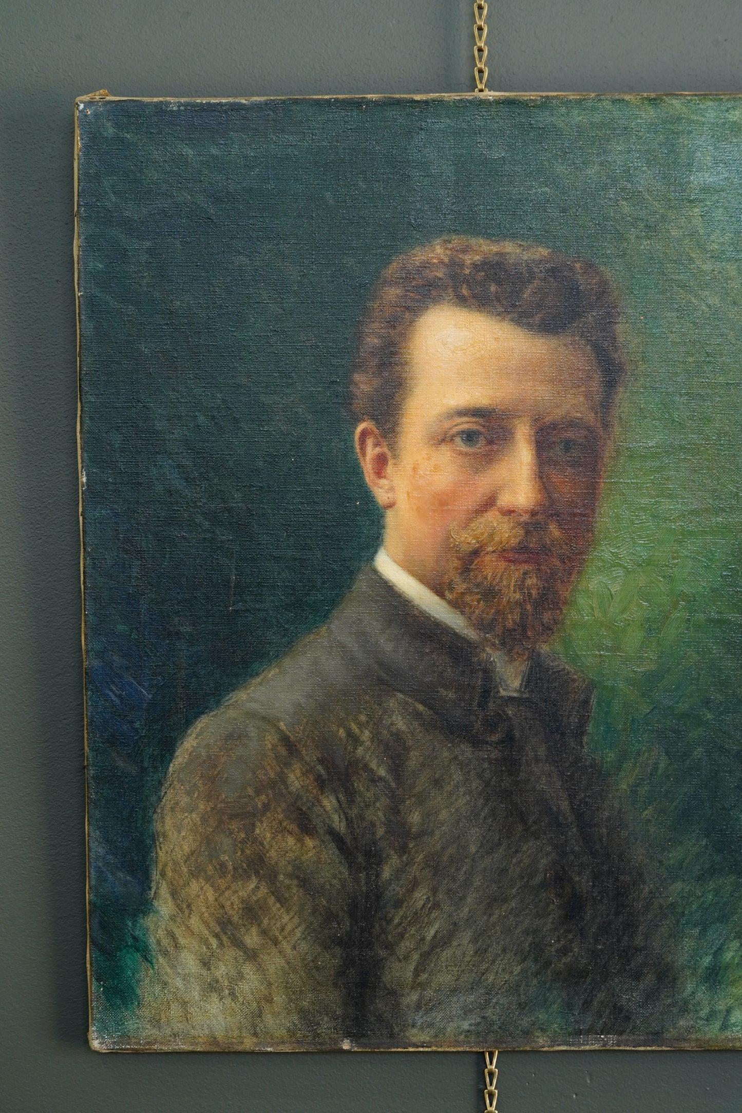 Antique Émile Bulcke Portrait of the Painter Albert Cortvriendt, Oil on Canvas