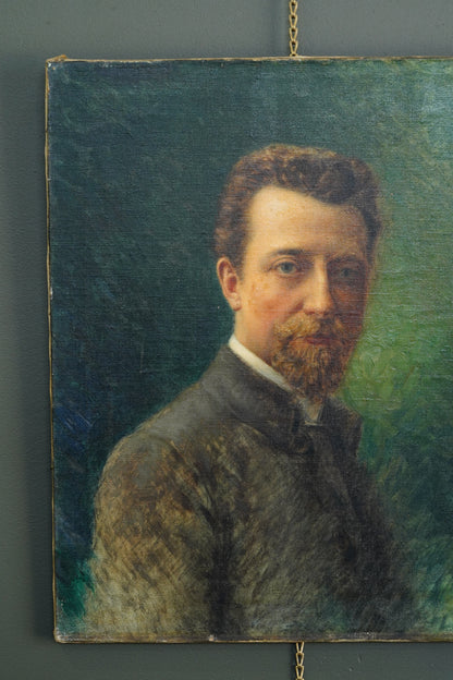 Antique Émile Bulcke Portrait of the Painter Albert Cortvriendt, Oil on Canvas