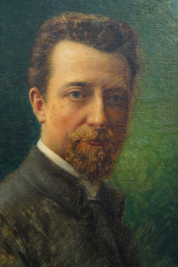 Antique Émile Bulcke Portrait of the Painter Albert Cortvriendt, Oil on Canvas secondary view