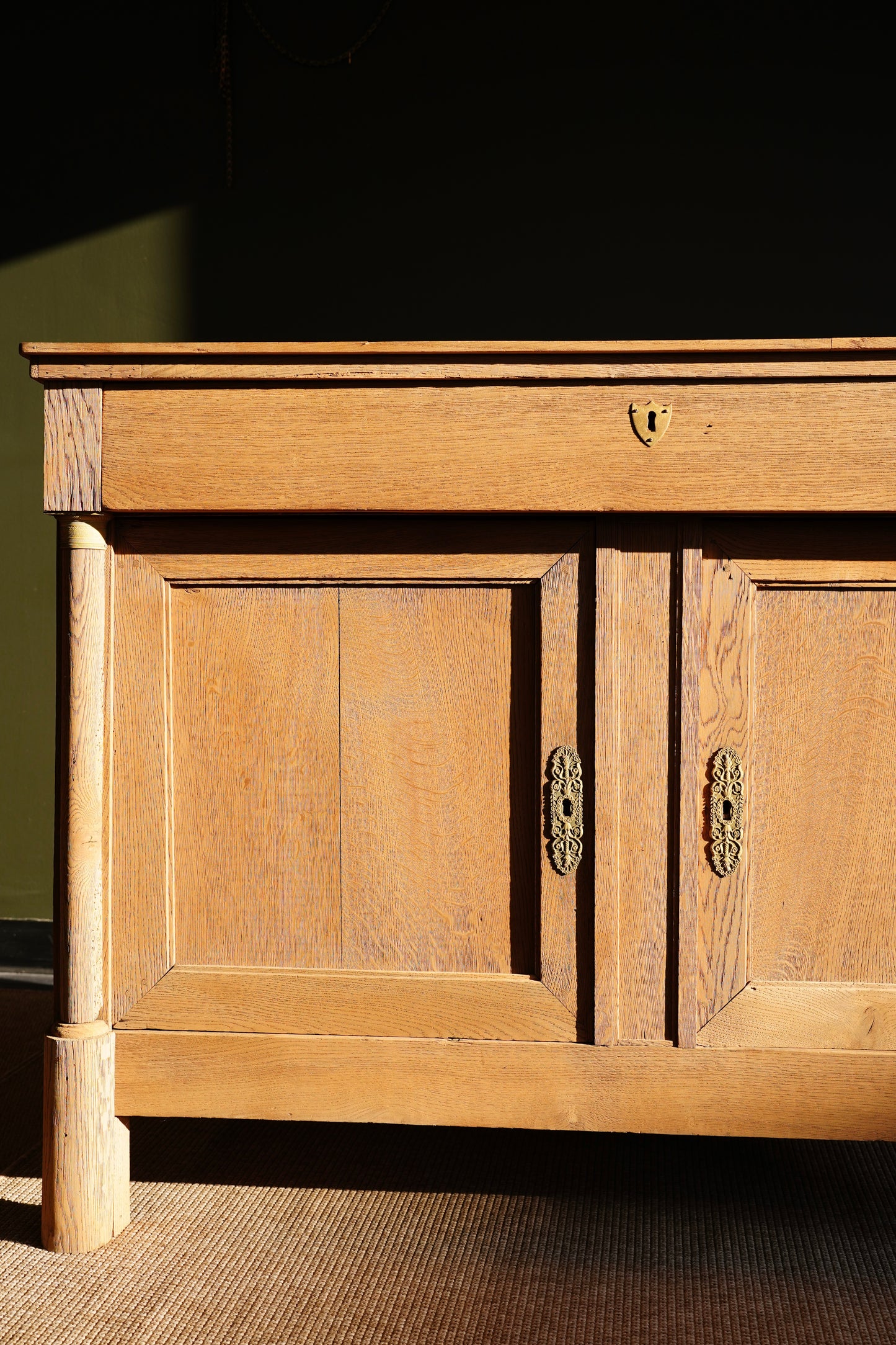 Antique French Sandblasted Oak Empire Buffet