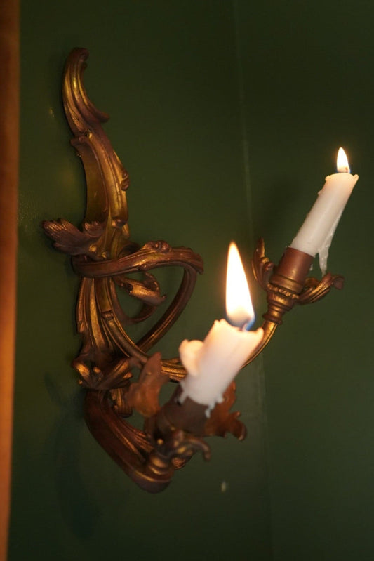 Antique French Rococo Gilt Bronze Wall Sconces (Pair) | Antique French Bronze Wall Lighting