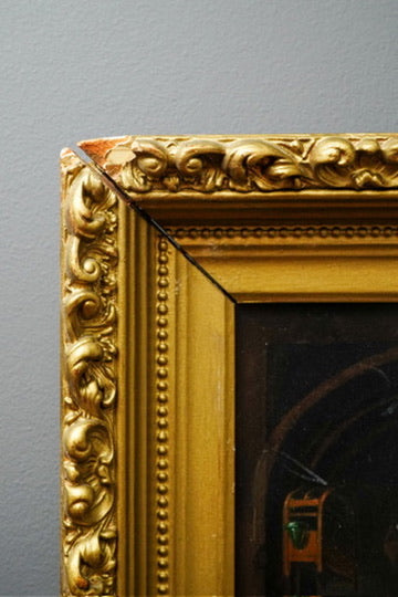 Antique Dutch Genre Oil on Metal Painting, “The Scholar” Pendant to “The Dentist”