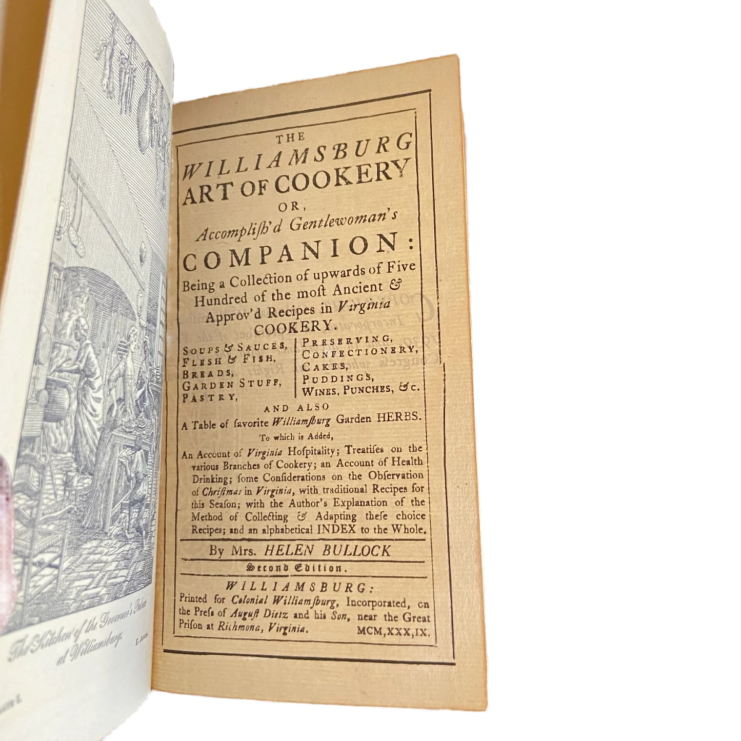 Antique Cookbook "The Williamsburg Art of Cookery " Tan Full Leather Book