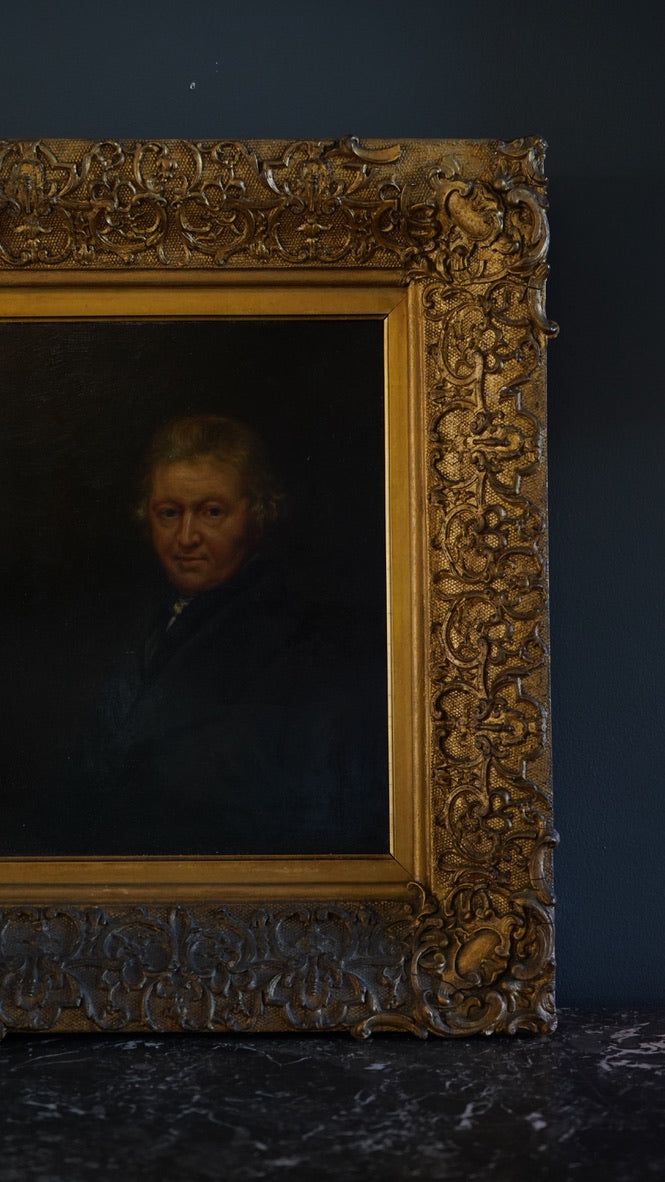 Antique English Portrait of Rev. Robert Clarke Caswall, after John Linnell, Oil on Board Painting