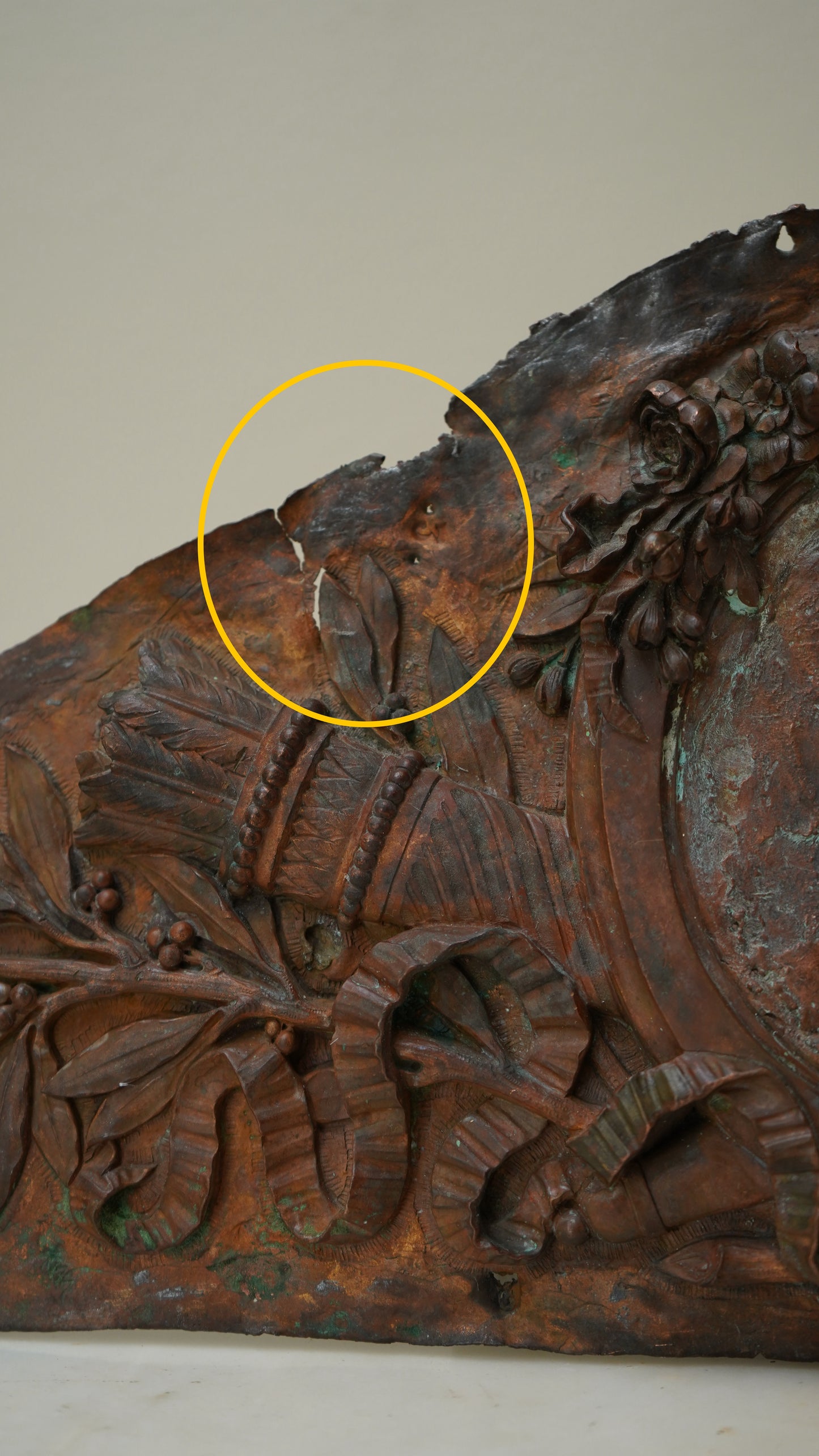 Antique French Bronze Overdoor Pediment with Louis XVI Cartouche | French Bronze Architectural Salvage