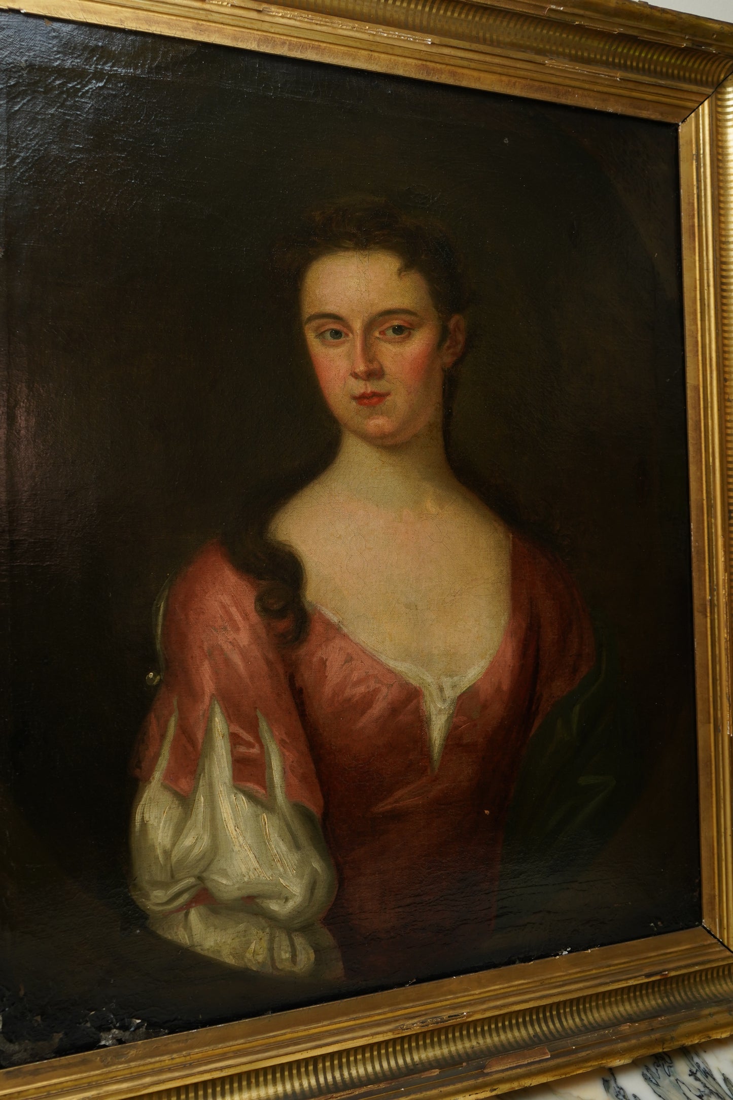 18th Century Georgian Portrait Oil on Canvas Painting, c. 1720–1740
