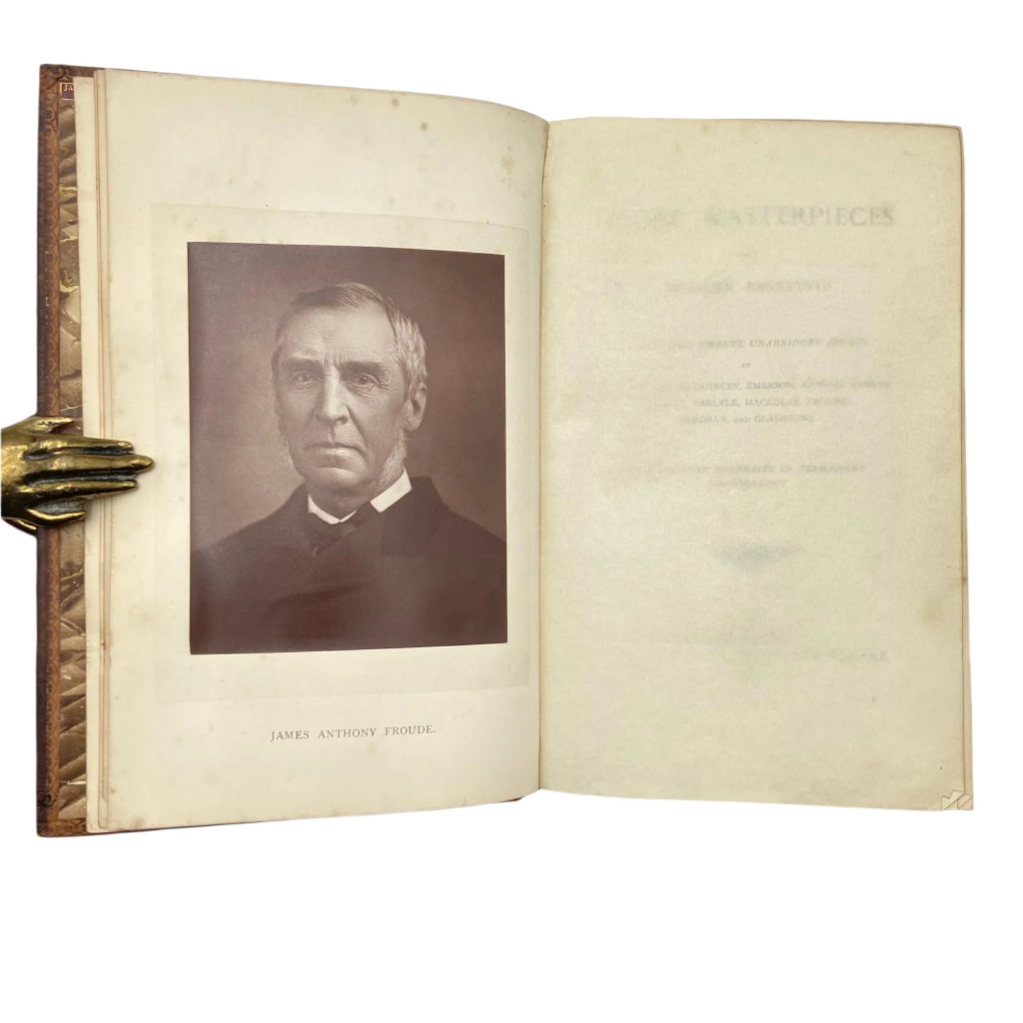 1896 "Prose Masterpieces from Modern Essayists" Brown Full Leather Book