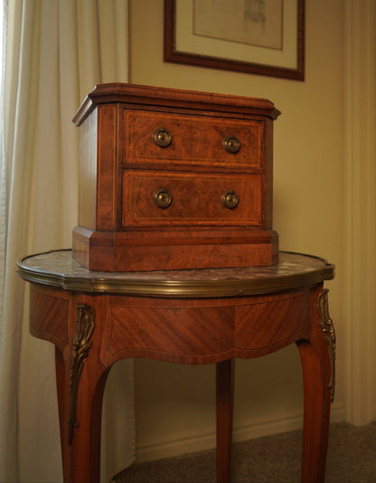 Antique French Louis XVI-Style Guéridon Table with Marble Top and Brass Gallery