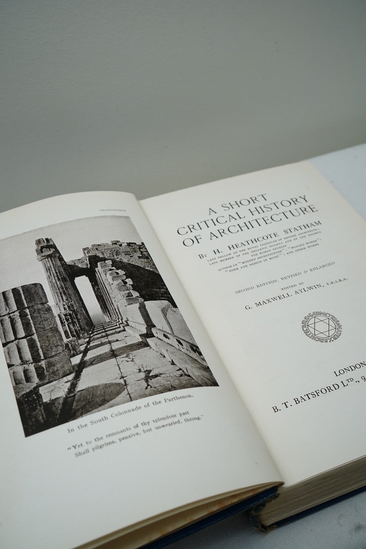 1927 A Short Critical History of Architecture| Antique Batsford