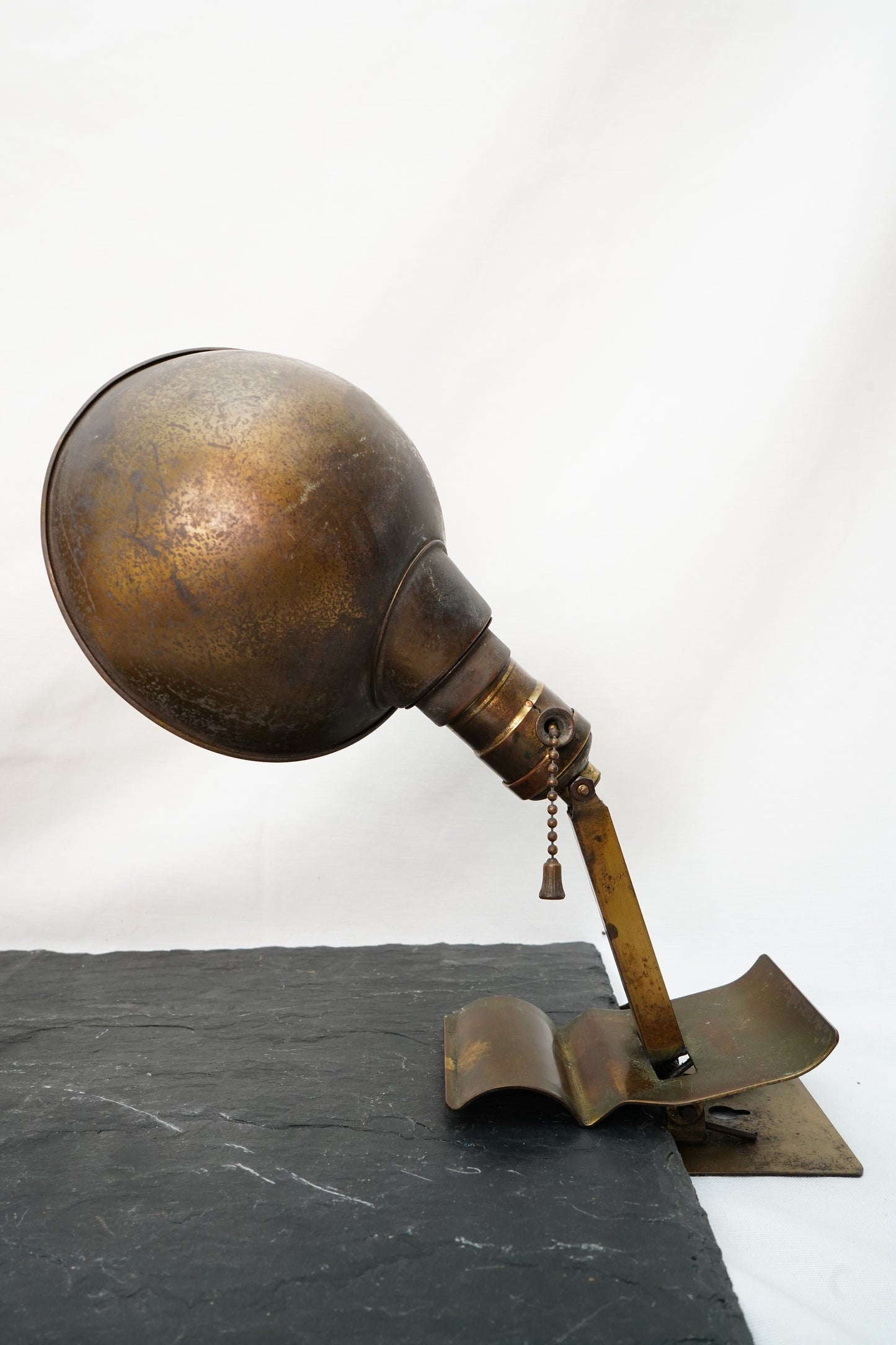 Vintage Brass Industrial Clamp Mount Lamp
