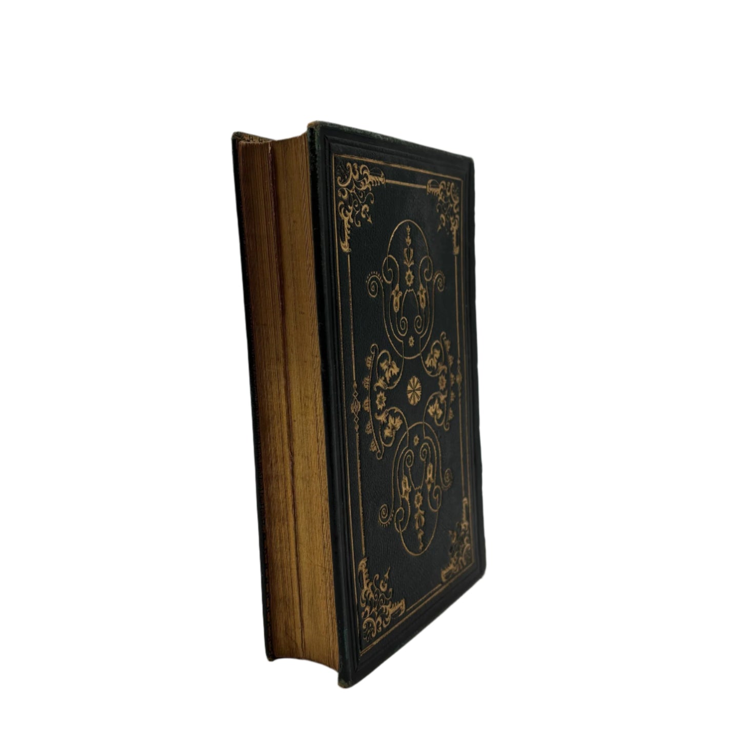 1855 Poetry "Poetical Works of Kirke White and Campbell" Full Dark Green Leather Book