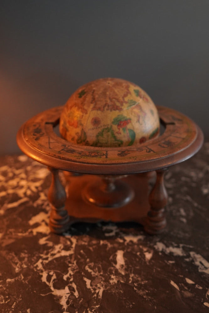 Small Vintage Italian Wooden Globe