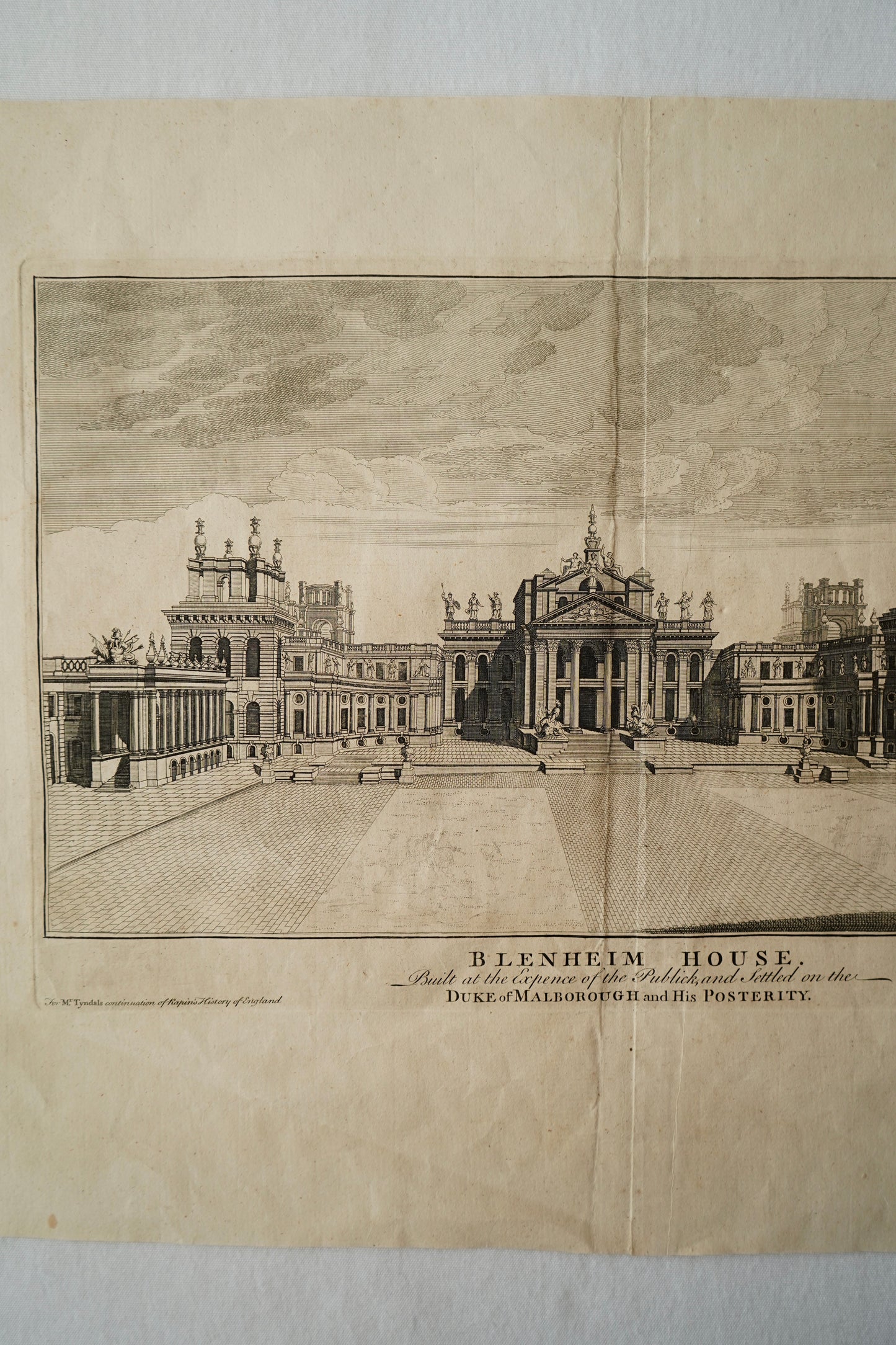 Antique Blenheim House Copperplate Engraving