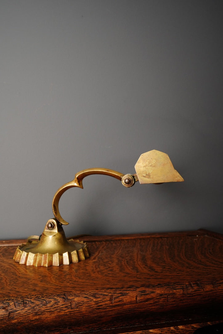 Vintage Brass Adjustable Desk Lamp with Art Deco Profile