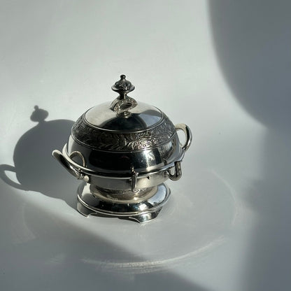 Antique 1880 Wilcox Silver-Plated Caviar or Butter Dish with Glass Insert