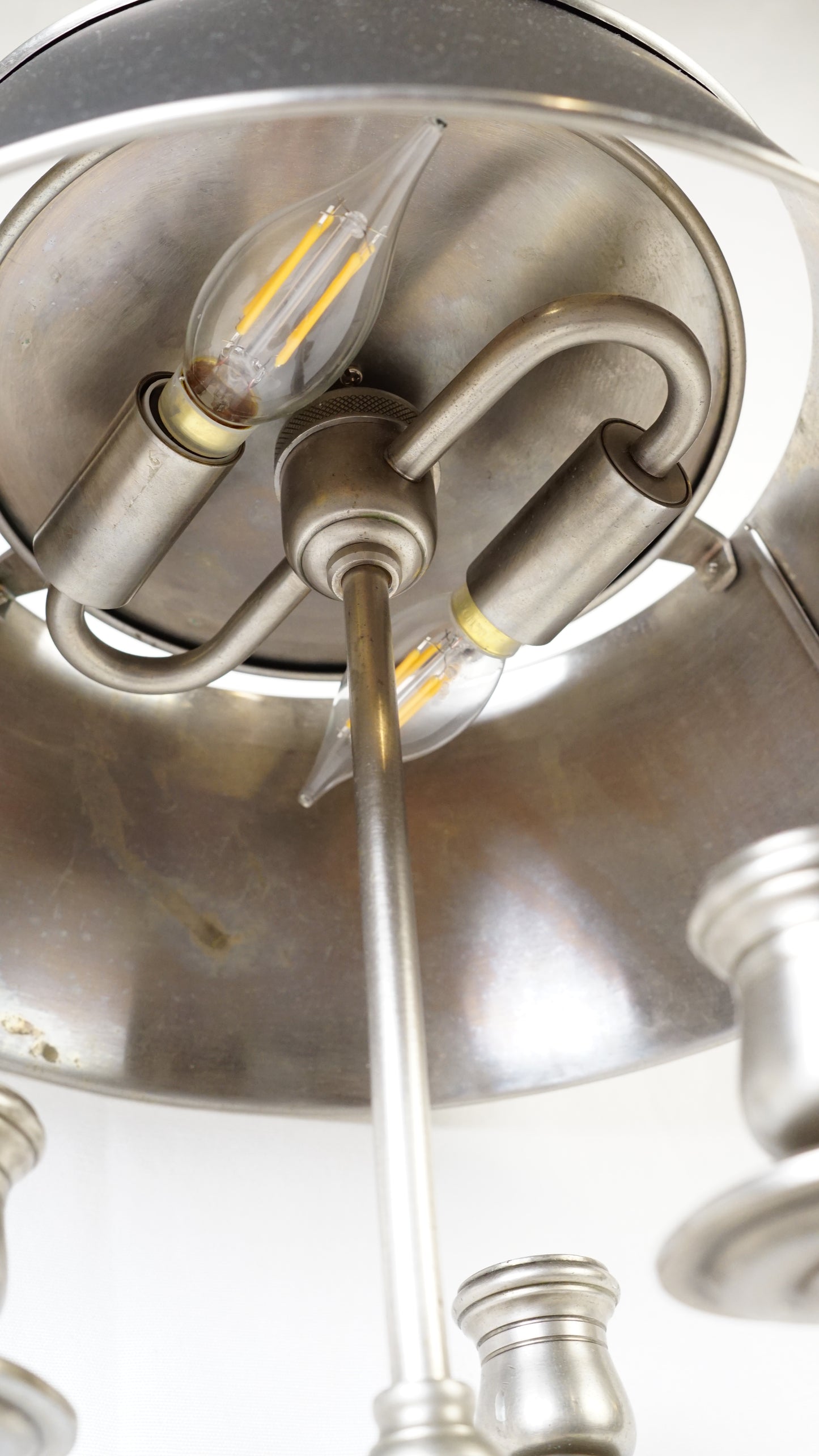 French Bouillotte Style Pewter-Toned Table Lamp with Adjustable Black Tole Shade