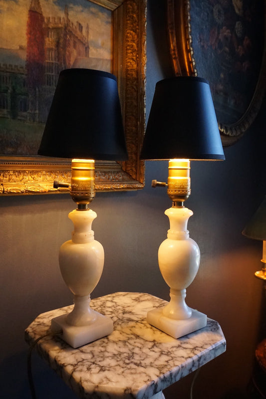 Pair of Petite Mid-Century Italian Alabaster Urn Lamps