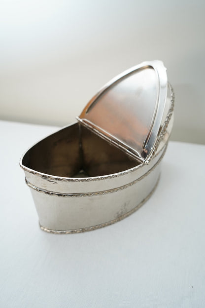 Antique Silver Plate Two Compartment Handled Caddy with Hinged Lids