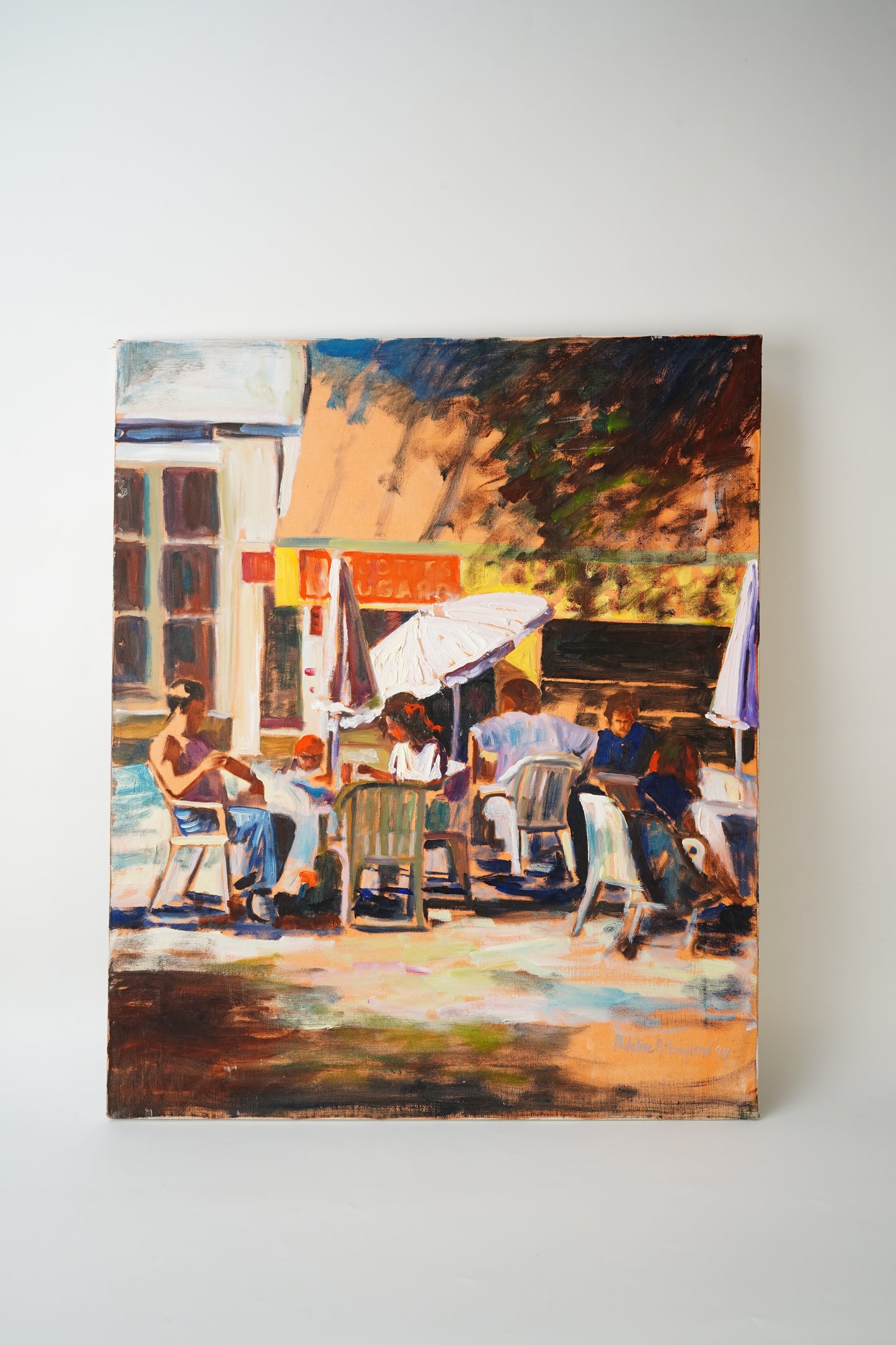 Sunny Street Dining Oil Painting by Adeline Hoagland