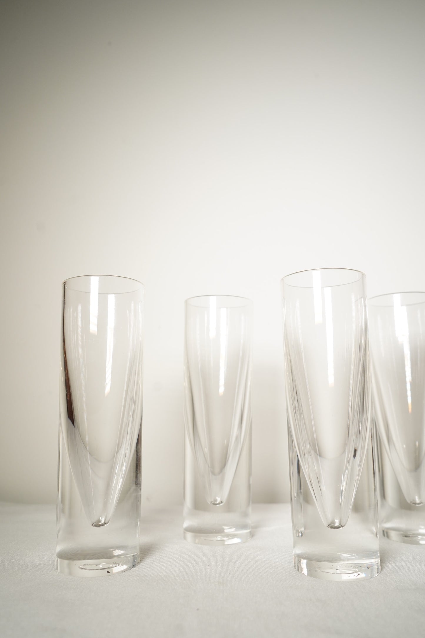 Set of Six 1970s Lucite Sculptural Highball Tumblers, Italian Modernist Style Barware