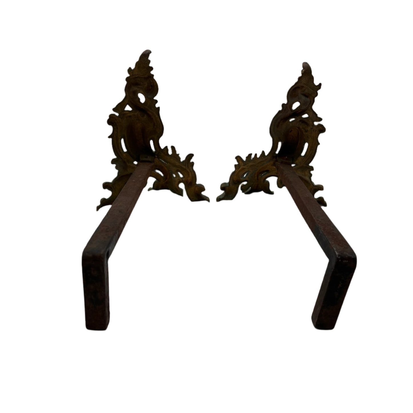 19th-Century Gilt Brass Andirons